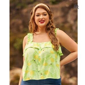 ModCloth Radiant Ruffle crop top in citrus colors with ladybugs size XL NWT